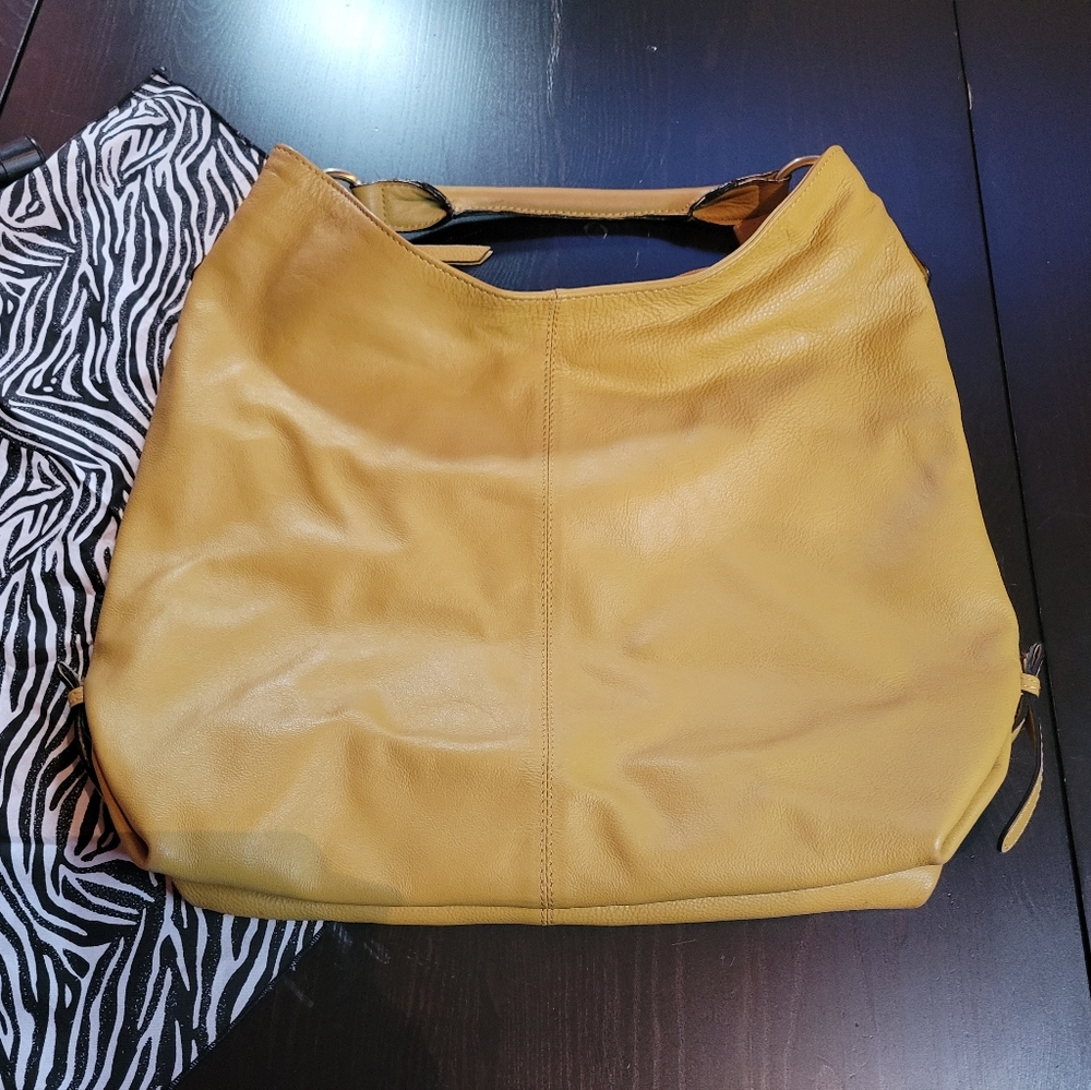 Golden Yellow Leather Handbag